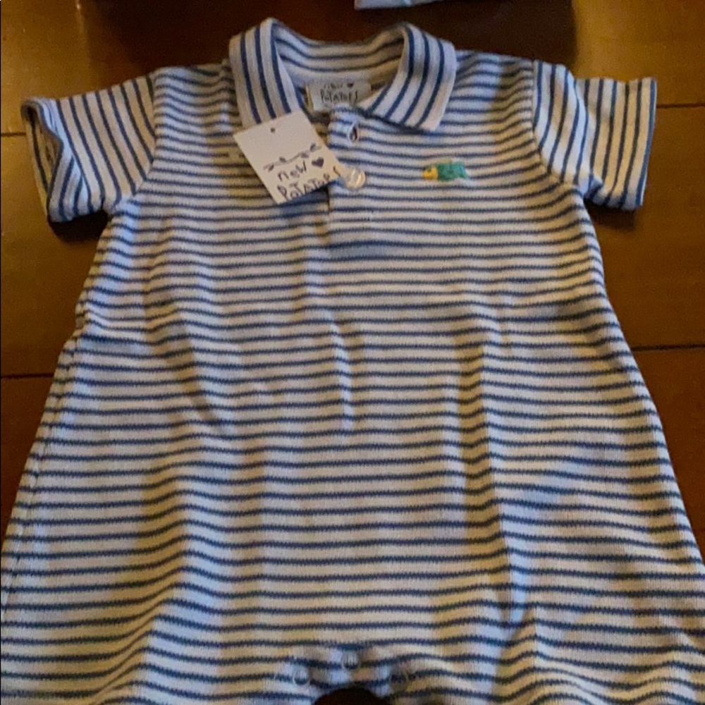 New Potatoes baby boy striped romper